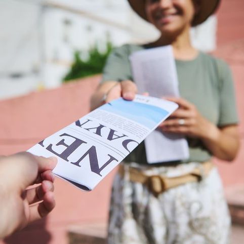 hand out flyers